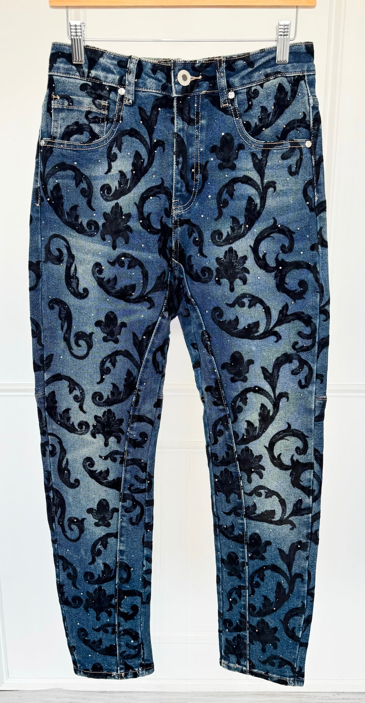 Velvet Baroque Denim Pants-100 Pants-DIPINTO DI BLU/ TEMPO-Coastal Bloom Boutique, find the trendiest versions of the popular styles and looks Located in Indialantic, FL