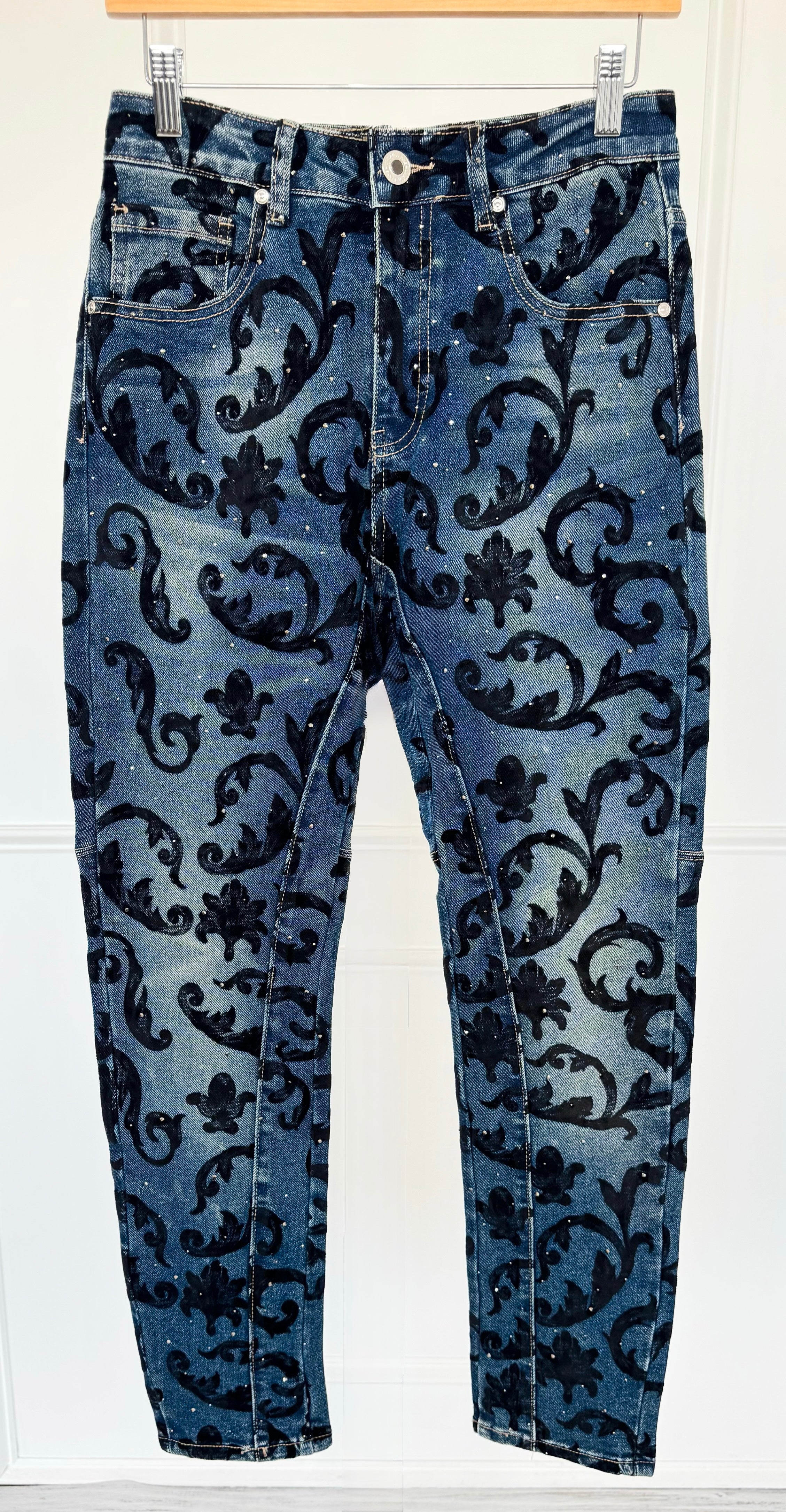 Velvet Baroque Denim Pants-100 Pants-DIPINTO DI BLU/ TEMPO-Coastal Bloom Boutique, find the trendiest versions of the popular styles and looks Located in Indialantic, FL