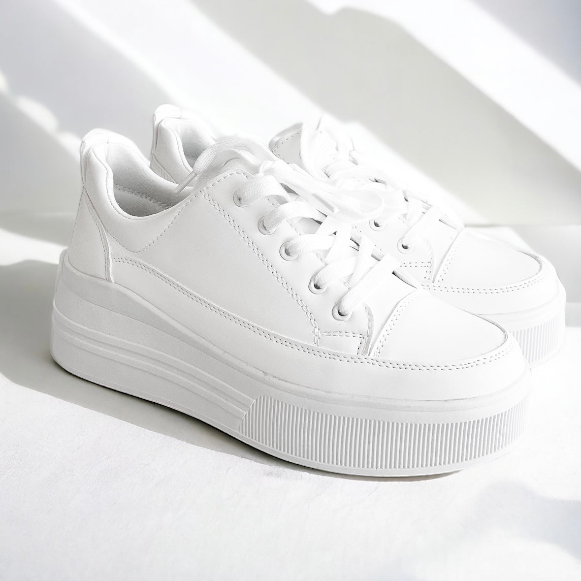 Platform Low Top Sneakers - White-250 Shoes-Let´s see style-Coastal Bloom Boutique, find the trendiest versions of the popular styles and looks Located in Indialantic, FL