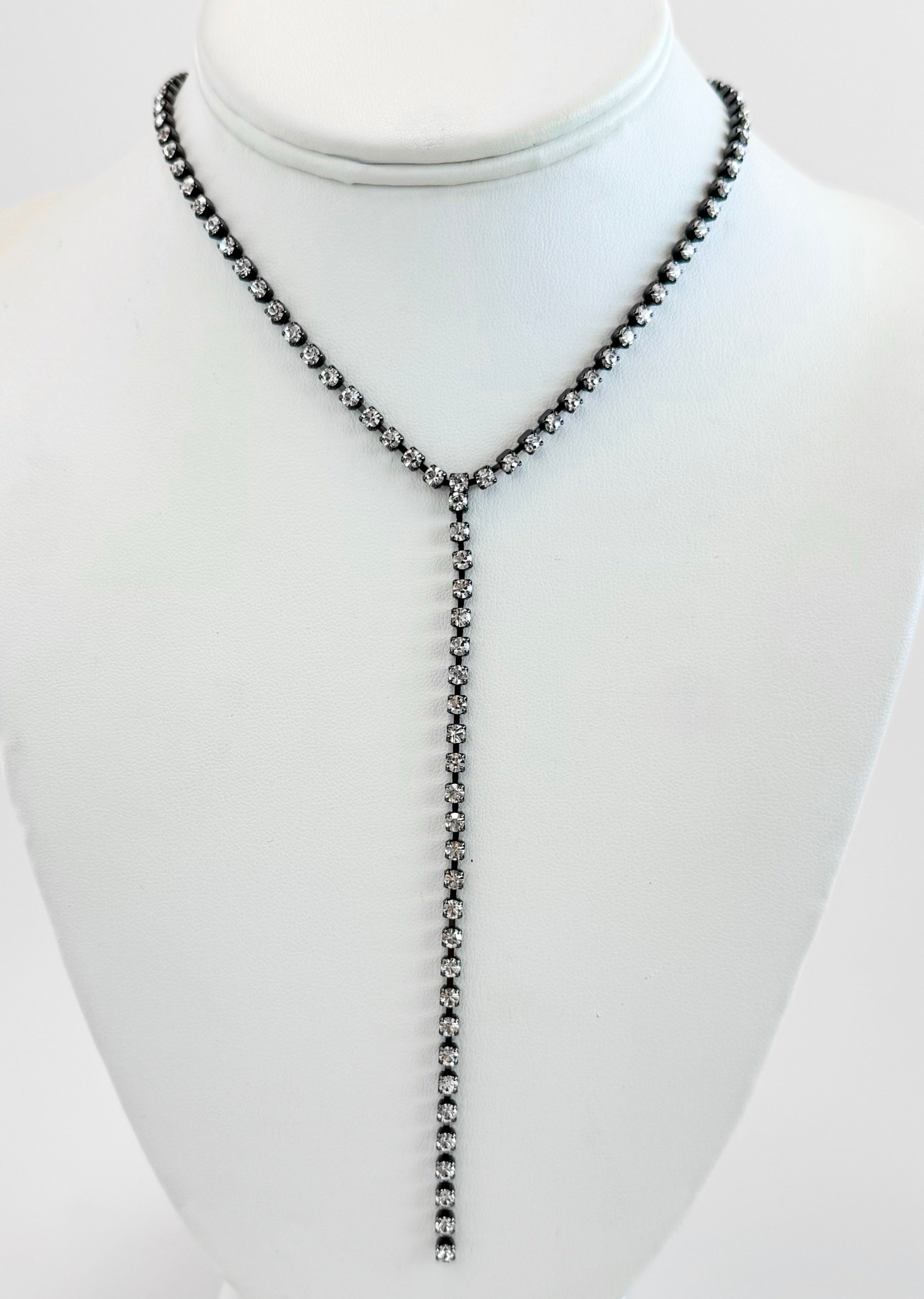 Kassandra Necklace - Gunmetal/ Clear - TOVA-230 Jewelry-TOVA-Coastal Bloom Boutique, find the trendiest versions of the popular styles and looks Located in Indialantic, FL