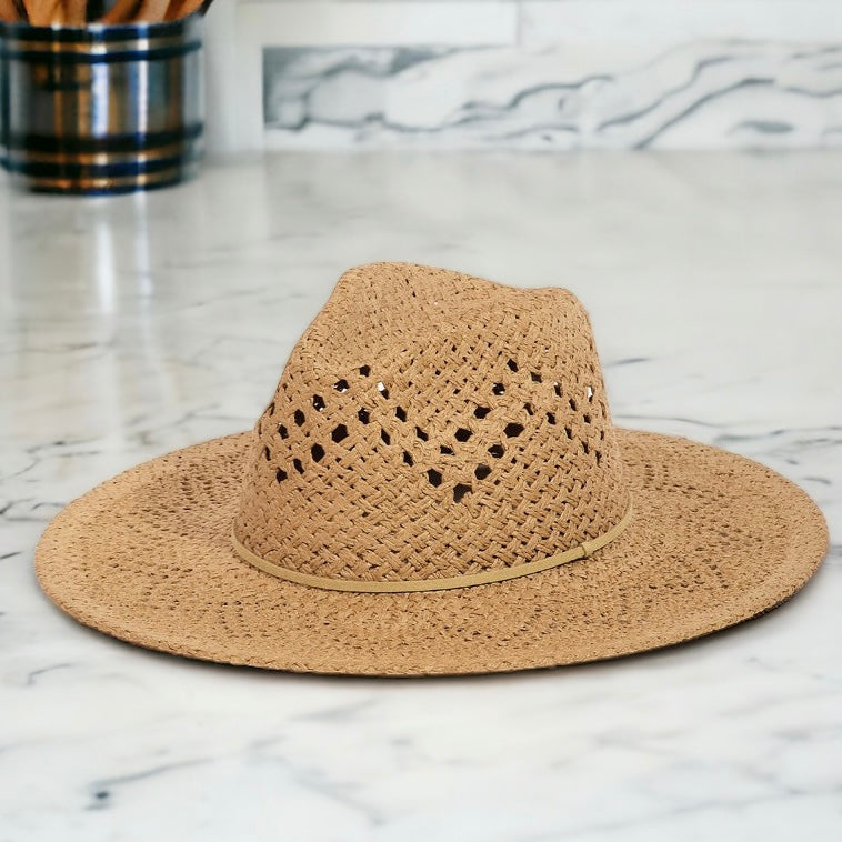 Straw Braided Fedora Hat - Kahki-260 Other Accessories-FAME ACCESSORIES-Coastal Bloom Boutique, find the trendiest versions of the popular styles and looks Located in Indialantic, FL