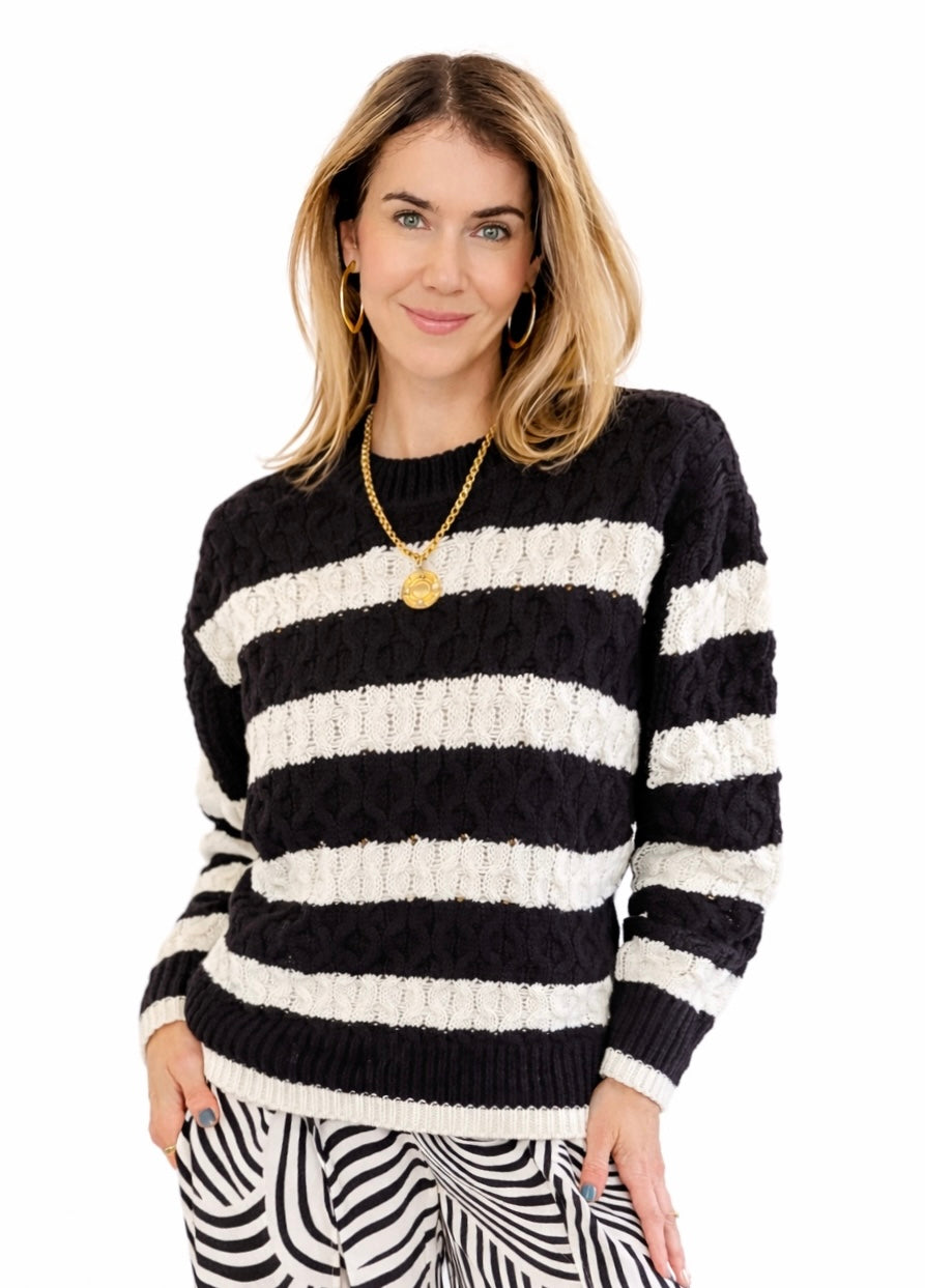 Chic Striped Knit Sweater