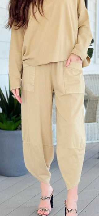 La Spezia Italian Barrel Pant - Light Camel