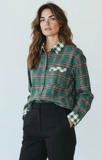 Winter Tales Button Down Top - Hunter Green