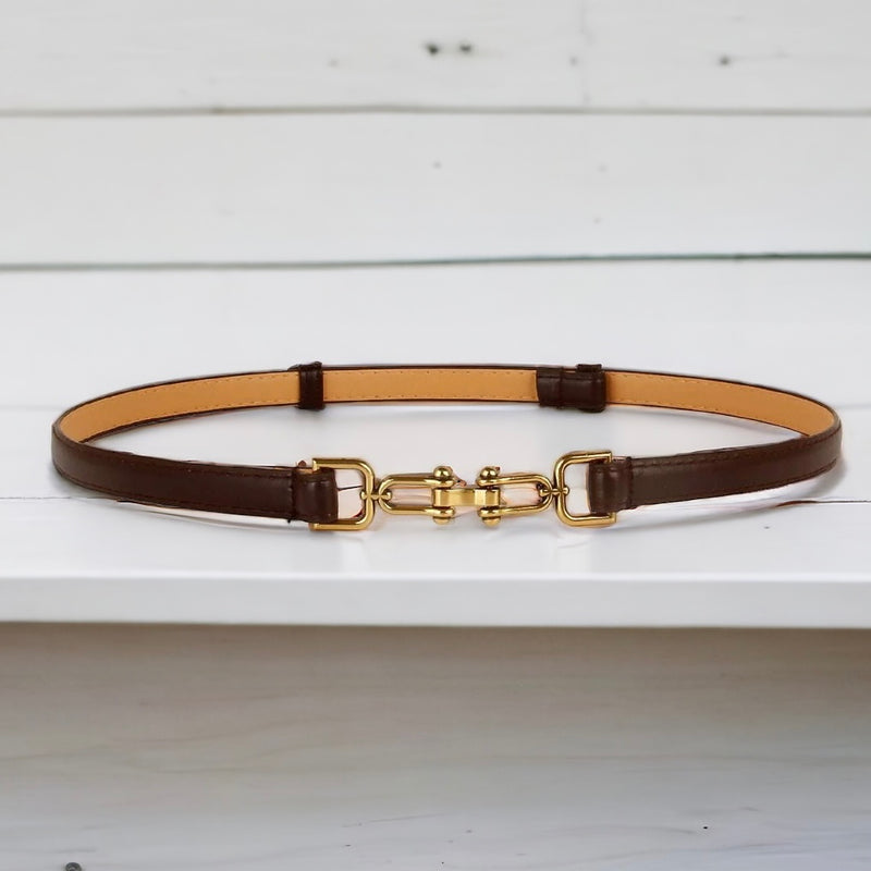 Thin Buckle Belt - Coffee Brown-260 Other Accessories-Darling-Coastal Bloom Boutique, find the trendiest versions of the popular styles and looks Located in Indialantic, FL