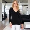 Seamless Reversible V-Neck Long Sleeve - Black-130 Long Sleeve Tops-YELETE-Coastal Bloom Boutique, find the trendiest versions of the popular styles and looks Located in Indialantic, FL