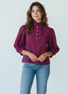 Florence Ruffle Blouse - Plum-110 Short Sleeve Tops-GLAM-Coastal Bloom Boutique, find the trendiest versions of the popular styles and looks Located in Indialantic, FL