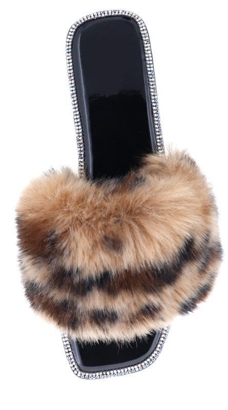 Frosted Luxe Fur Slides - Leopard-250 Shoes-H2K TRADING-Coastal Bloom Boutique, find the trendiest versions of the popular styles and looks Located in Indialantic, FL