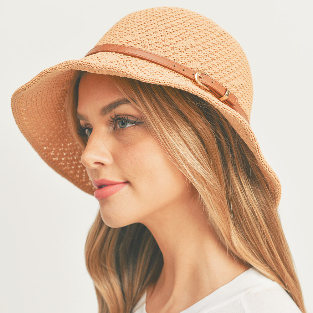 Slim Belt Detailed Hat - Taupe-260 Other Accessories-NYW-Coastal Bloom Boutique, find the trendiest versions of the popular styles and looks Located in Indialantic, FL