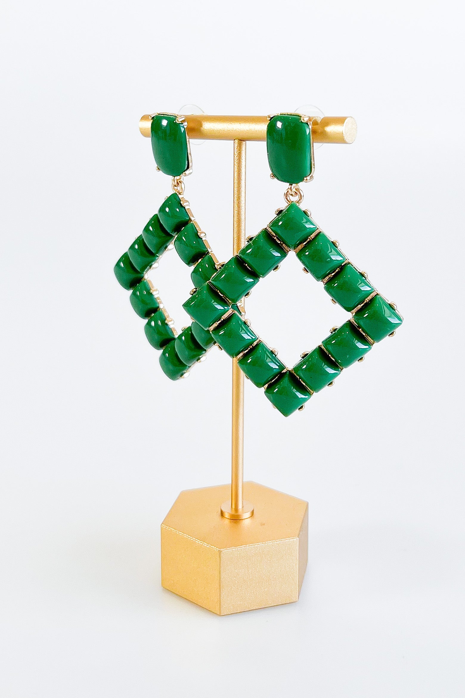 Metal Rhombus Bead Earring-230 Jewelry-ICCO ACCESSORIES-Coastal Bloom Boutique, find the trendiest versions of the popular styles and looks Located in Indialantic, FL
