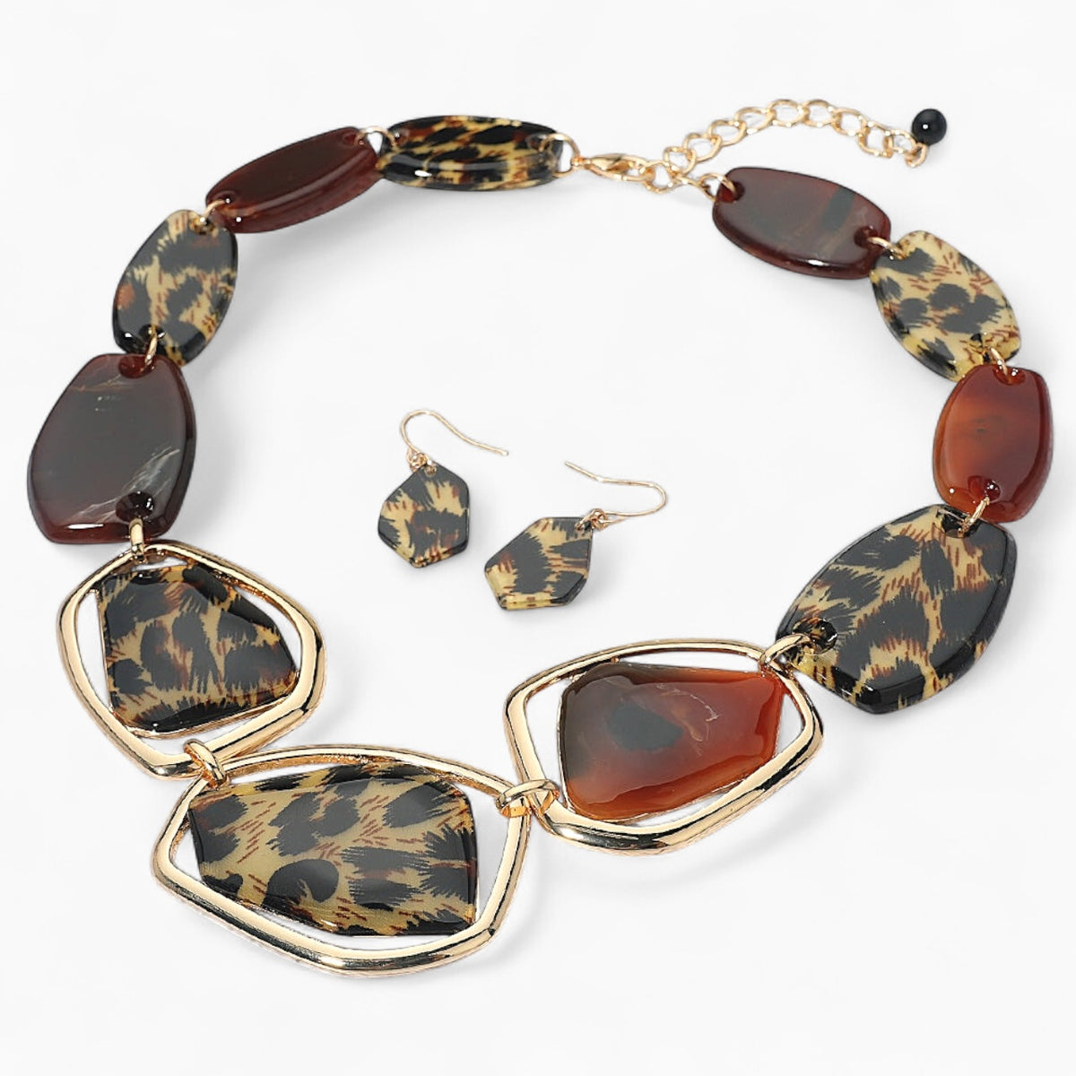 Sculpted Harmony Necklace Set - Leopard-230 Jewelry-NYW-Coastal Bloom Boutique, find the trendiest versions of the popular styles and looks Located in Indialantic, FL