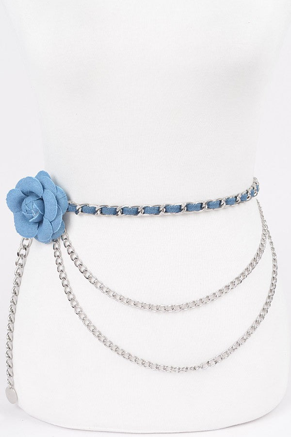 Floral Cascade Double Link Belt- Silver-260 Other Accessories-H&D-Coastal Bloom Boutique, find the trendiest versions of the popular styles and looks Located in Indialantic, FL