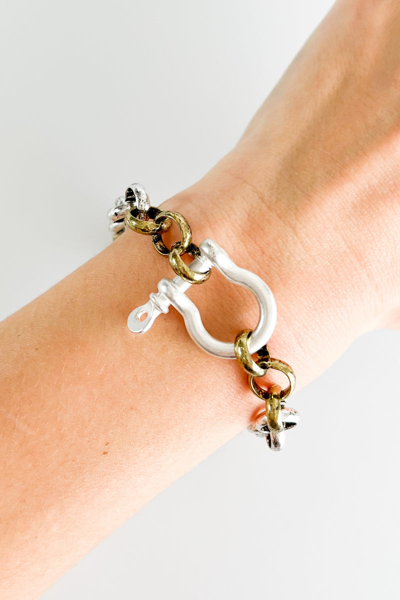 PRE ORDER CB Custom Two Tone Horsebit Bracelet-230 Jewelry-Holly-Coastal Bloom Boutique, find the trendiest versions of the popular styles and looks Located in Indialantic, FL