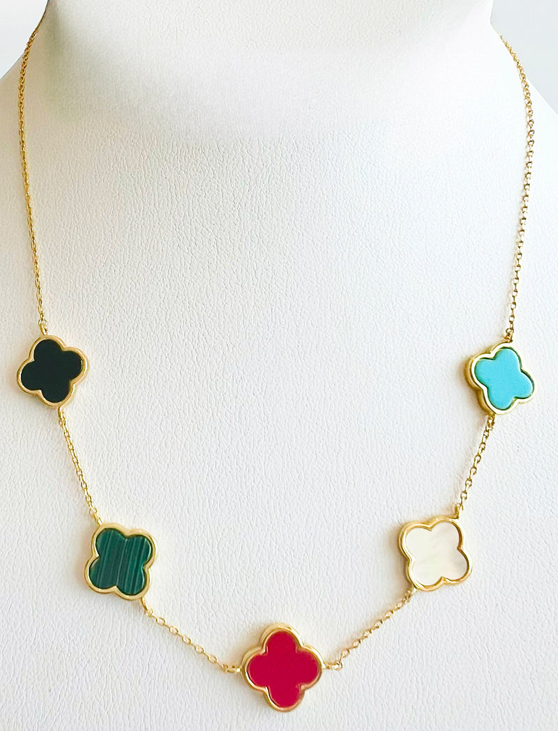 Quatrefoil Link Necklace - Colorful-230 Jewelry-NYW-Coastal Bloom Boutique, find the trendiest versions of the popular styles and looks Located in Indialantic, FL