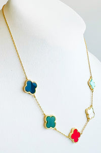 Quatrefoil Link Necklace - Colorful-230 Jewelry-NYW-Coastal Bloom Boutique, find the trendiest versions of the popular styles and looks Located in Indialantic, FL