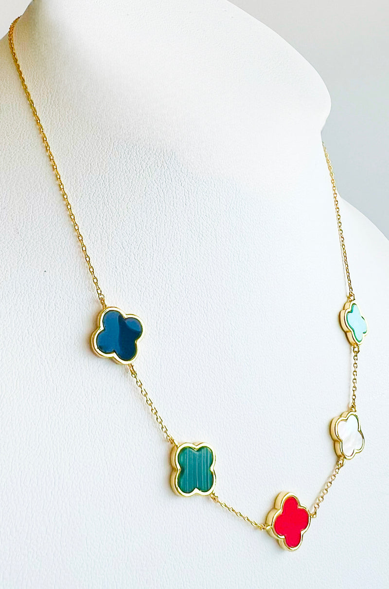 Quatrefoil Link Necklace - Colorful-230 Jewelry-NYW-Coastal Bloom Boutique, find the trendiest versions of the popular styles and looks Located in Indialantic, FL