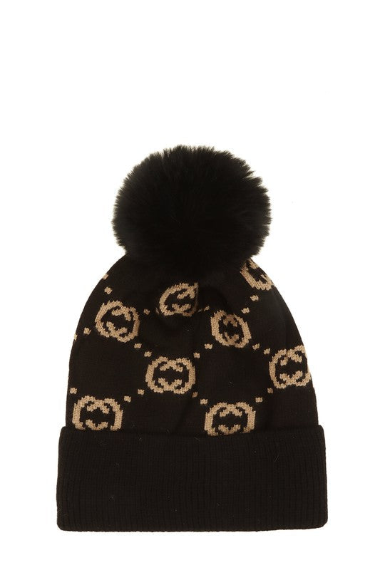 Double C Fur Hat - Black-260 Other Accessories-ICCO ACCESSORIES-Coastal Bloom Boutique, find the trendiest versions of the popular styles and looks Located in Indialantic, FL