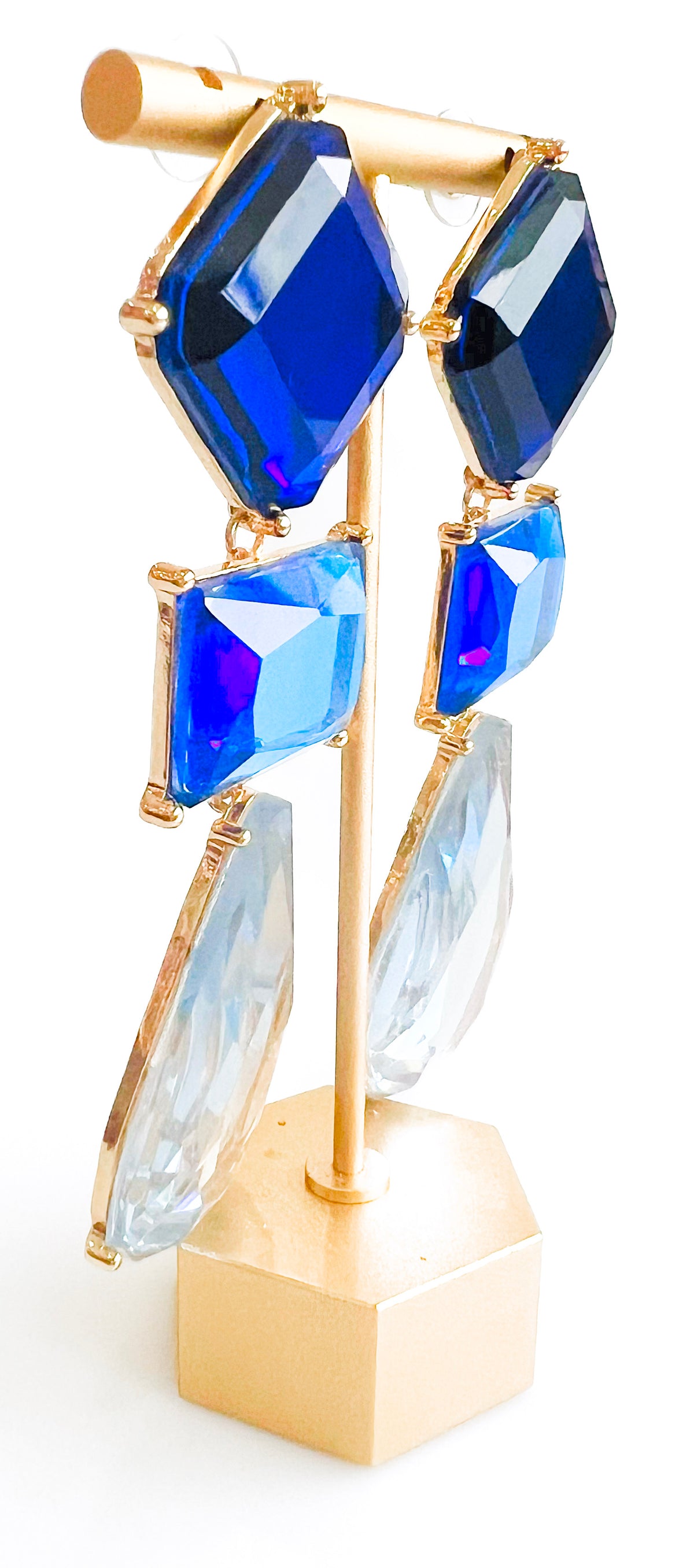 Square & Teardrop Earrings-Sapphire-230 Jewelry-GS JEWELRY-Coastal Bloom Boutique, find the trendiest versions of the popular styles and looks Located in Indialantic, FL