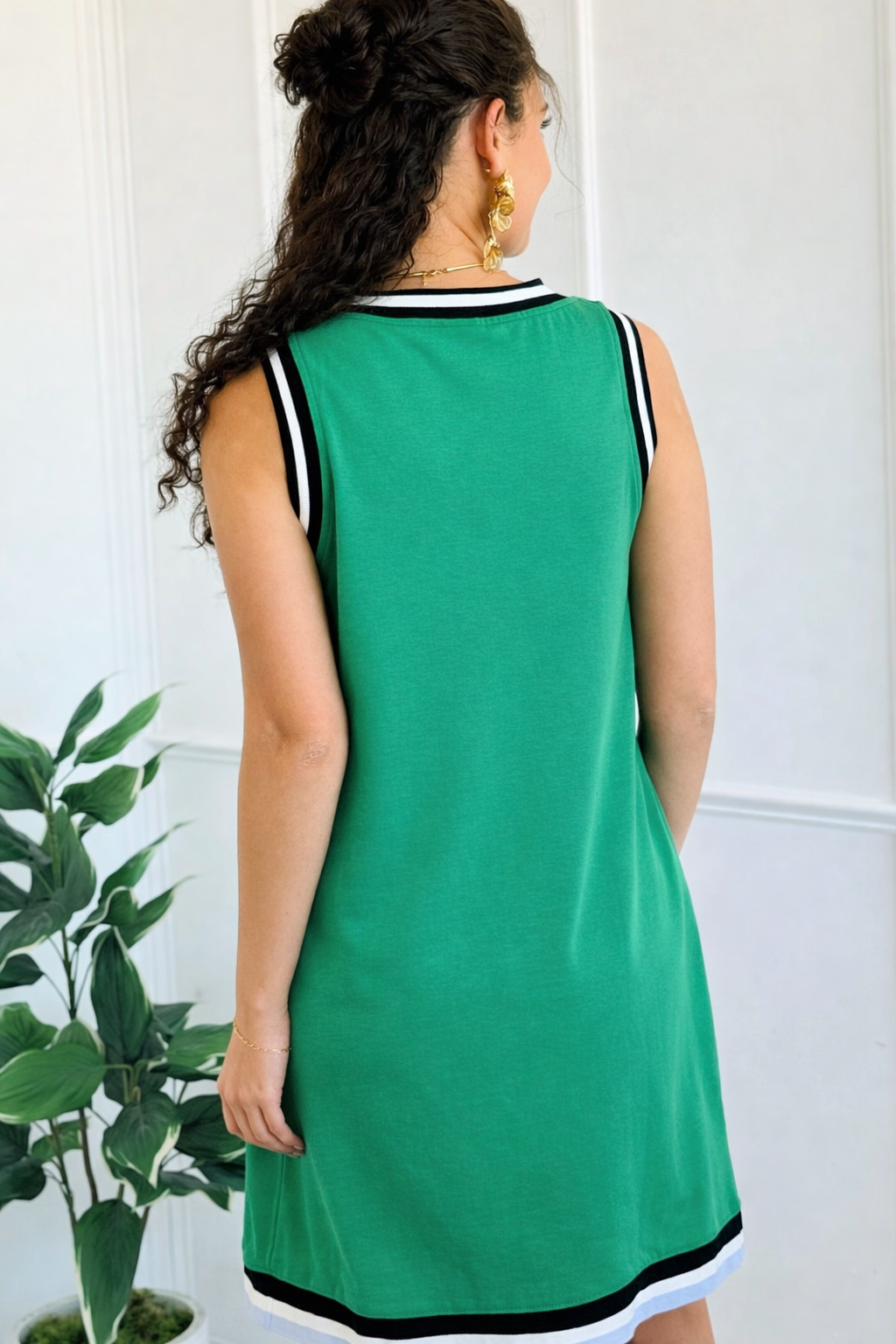 Court Contrast Trim Shift Dress - Mint Green