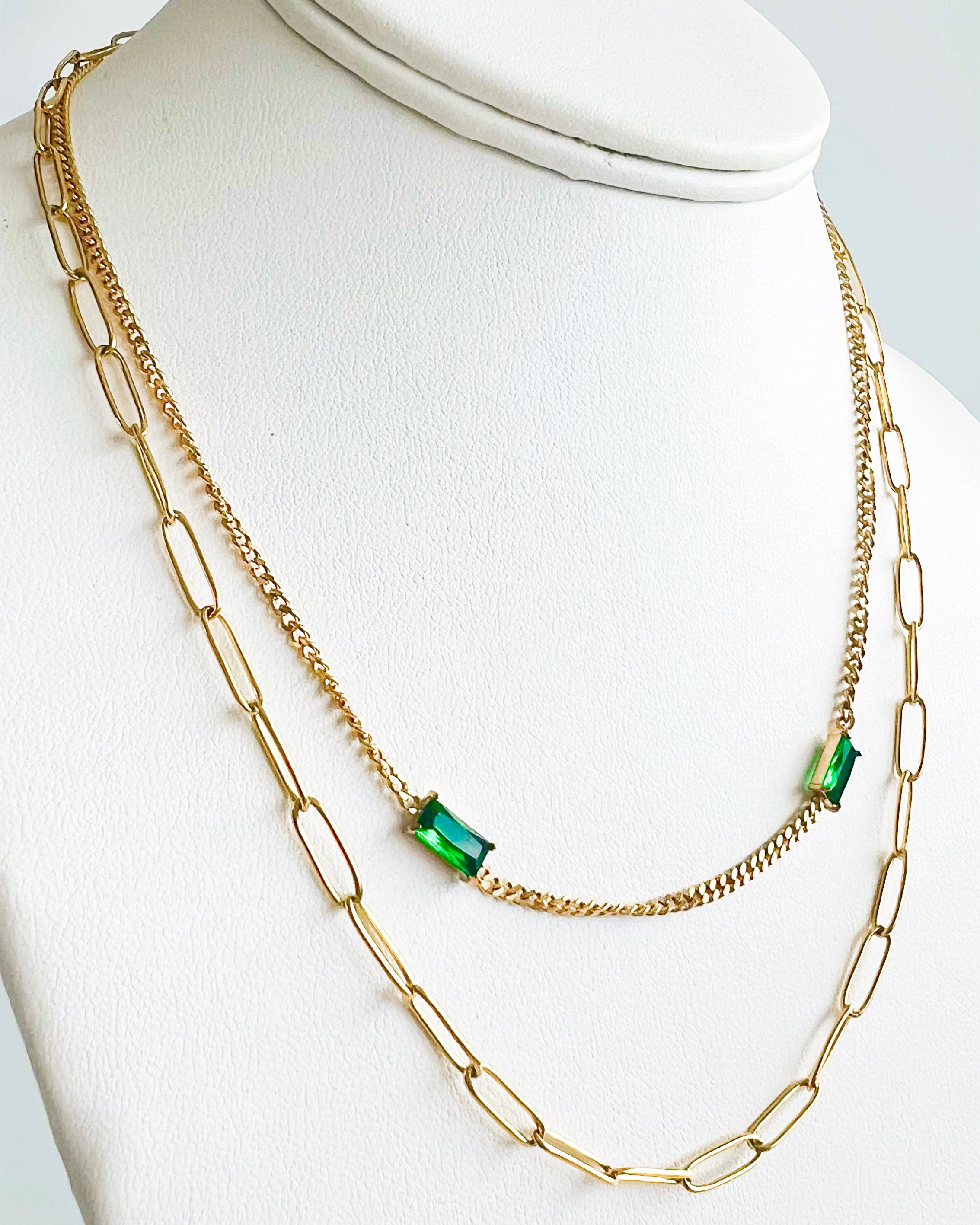 Emerald Layered Necklace-230 Jewelry-NYW-Coastal Bloom Boutique, find the trendiest versions of the popular styles and looks Located in Indialantic, FL