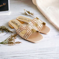 Low Stack Heel Embellished Sandals - Beige-250 Shoes-RagCompany-Coastal Bloom Boutique, find the trendiest versions of the popular styles and looks Located in Indialantic, FL