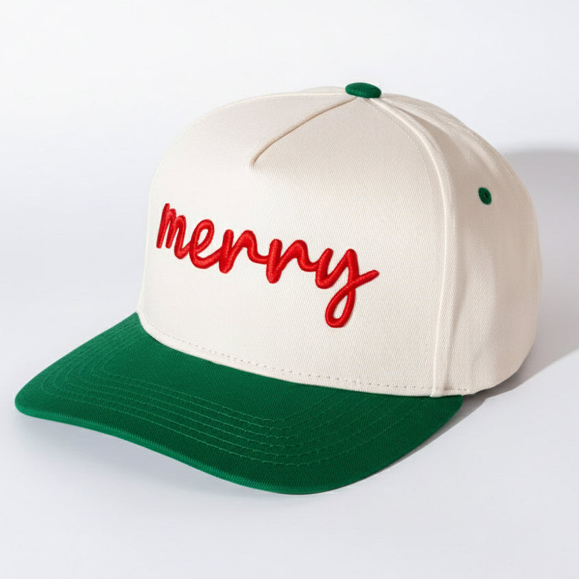 Merry Mood Embroidered Cap-260 Other Accessories-NYW-Coastal Bloom Boutique, find the trendiest versions of the popular styles and looks Located in Indialantic, FL