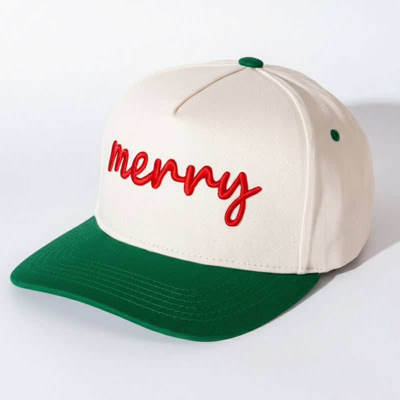 Merry Mood Embroidered Cap-260 Other Accessories-NYW-Coastal Bloom Boutique, find the trendiest versions of the popular styles and looks Located in Indialantic, FL