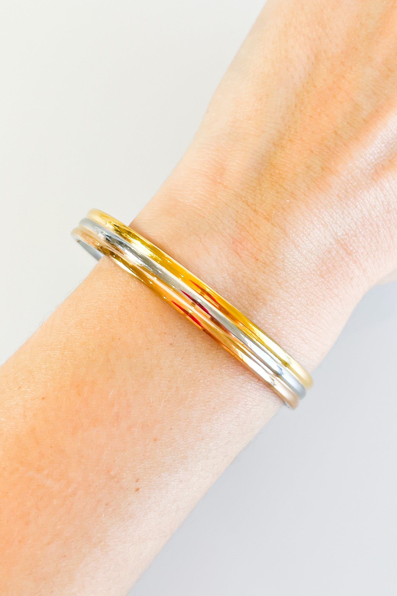 Stainless Steel Vintage Tri Color Bangle Bracelet-230 Jewelry-NYC-Coastal Bloom Boutique, find the trendiest versions of the popular styles and looks Located in Indialantic, FL