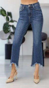 High Rise Fray Hem Ankle Bootcut Jeans-170 Bottoms-RISEN JEANS-Coastal Bloom Boutique, find the trendiest versions of the popular styles and looks Located in Indialantic, FL