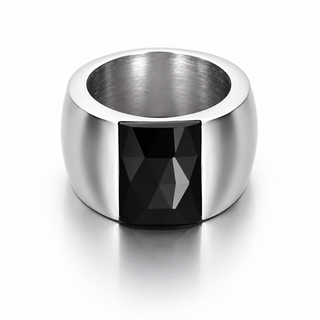 Black Faceted Band Ring