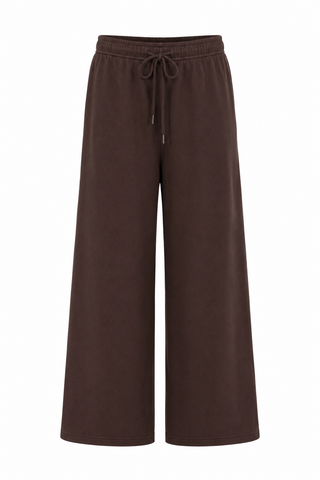 Oversized Mid Rise Fleece Sweatpants - Dark Brown