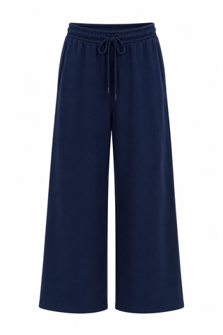 Oversized Mid Rise Fleece Sweatpants - Deep Navy