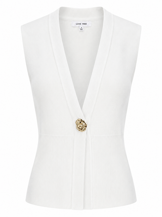 Buckle Front Vest - White