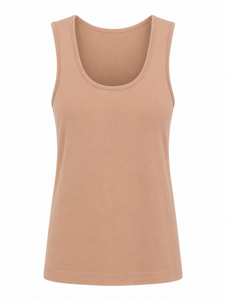 Seamless Scoop Neck Tank - Cream Coffee