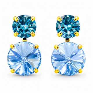 Faceted Drop Earrings - Blue Zircon - Katora