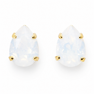 Teardrop Stud Earrings - White Opal - Katora