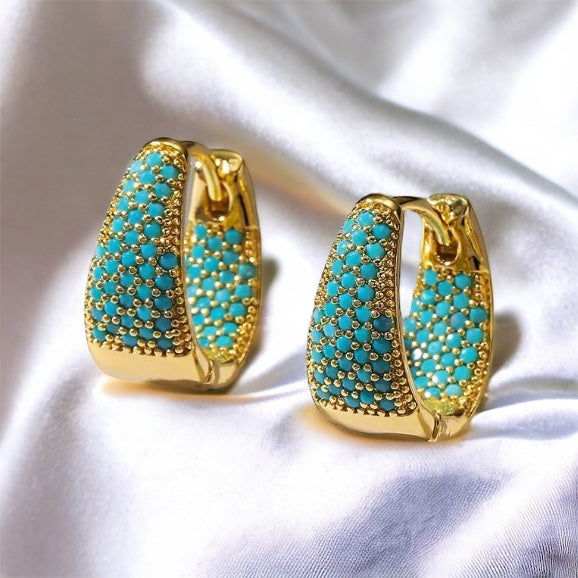 Shaped Flower & Turquoise Earrings-Gold-230 Jewelry-Darling-Coastal Bloom Boutique, find the trendiest versions of the popular styles and looks Located in Indialantic, FL