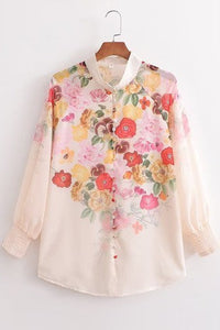 Floral Dreamy Shirt - Peach-130 Long Sleeve Tops-SUNDAYUP-Coastal Bloom Boutique, find the trendiest versions of the popular styles and looks Located in Indialantic, FL