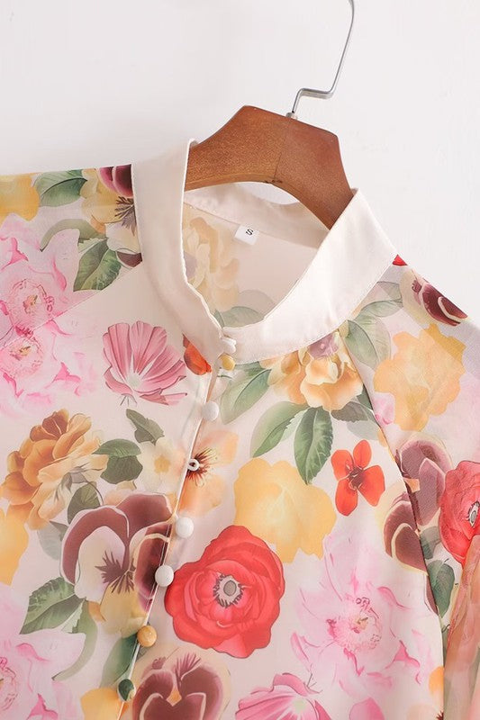 Floral Dreamy Shirt - Peach-130 Long Sleeve Tops-SUNDAYUP-Coastal Bloom Boutique, find the trendiest versions of the popular styles and looks Located in Indialantic, FL