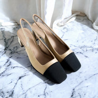 Khaki & Black Sling Heels-250 Shoes-Darling-Coastal Bloom Boutique, find the trendiest versions of the popular styles and looks Located in Indialantic, FL