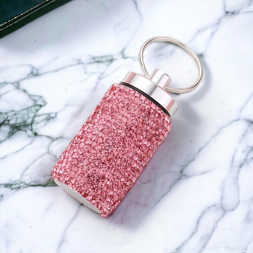 Bling Small Pill Case / Keychain - Pink-260 Other Accessories-Wona Trading-Coastal Bloom Boutique, find the trendiest versions of the popular styles and looks Located in Indialantic, FL