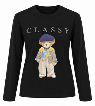Classy Bear Graphic Top - Black
