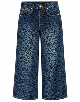 Leopard Wide Leg Denim Pant