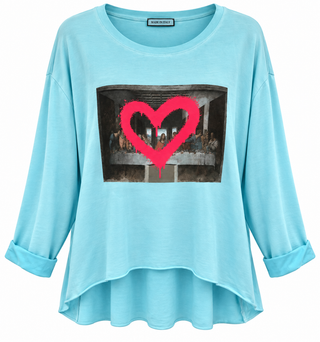 Sacred Heart Italian Pullover - Light Blue