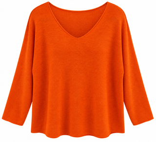 Soho Italian V-Neck Pullover - Bright Orange