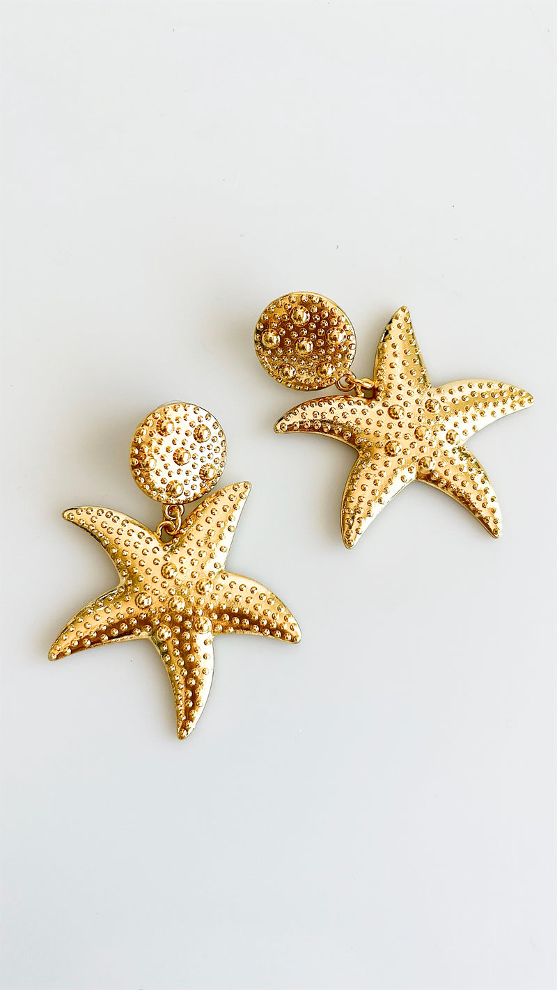 Textured Star Earrings-230 Jewelry-Golden Stella-Coastal Bloom Boutique, find the trendiest versions of the popular styles and looks Located in Indialantic, FL