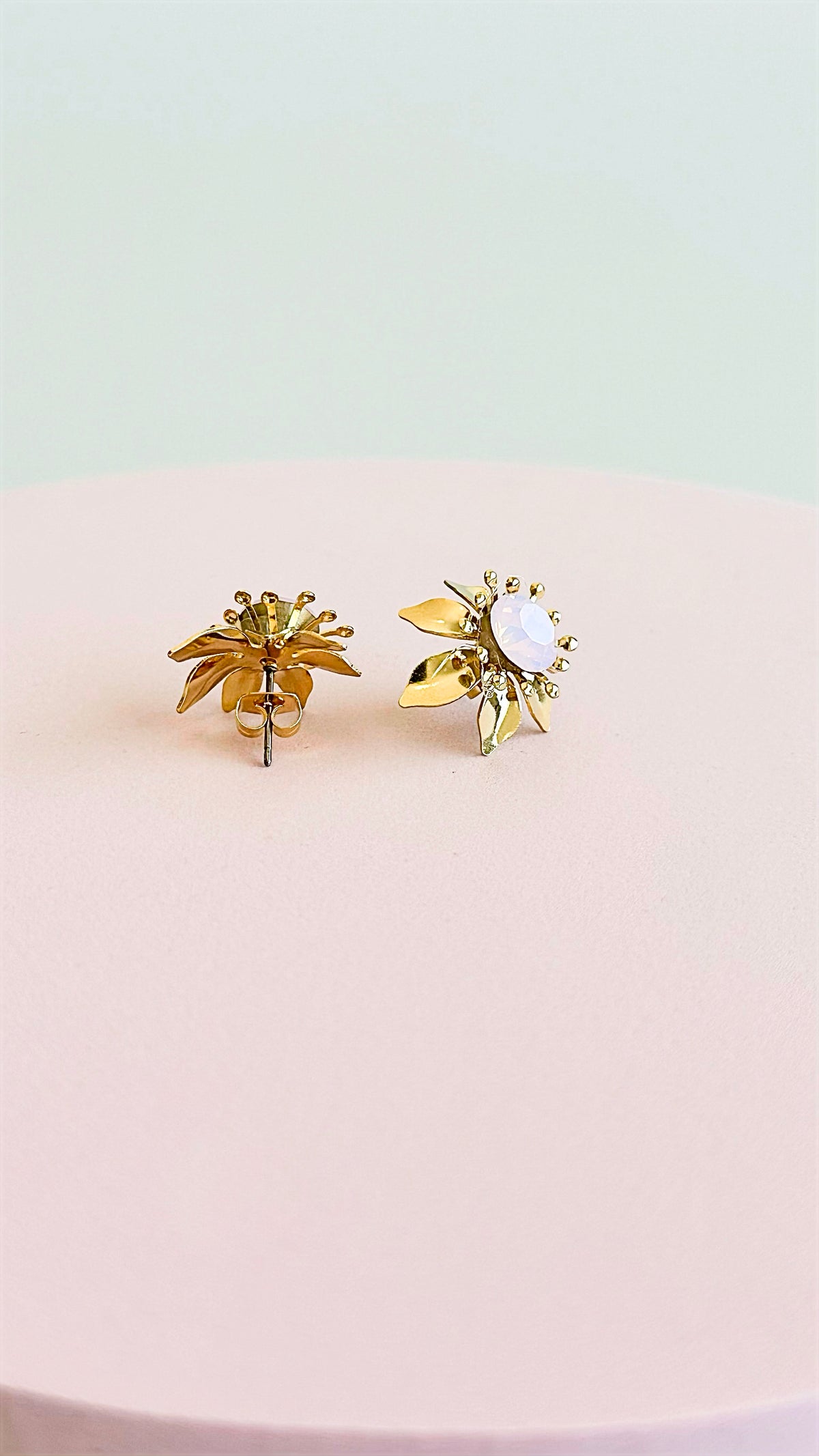 Flower Stud Earrings - Gold Pink Opal-230 Jewelry-US Jewelry House-Coastal Bloom Boutique, find the trendiest versions of the popular styles and looks Located in Indialantic, FL
