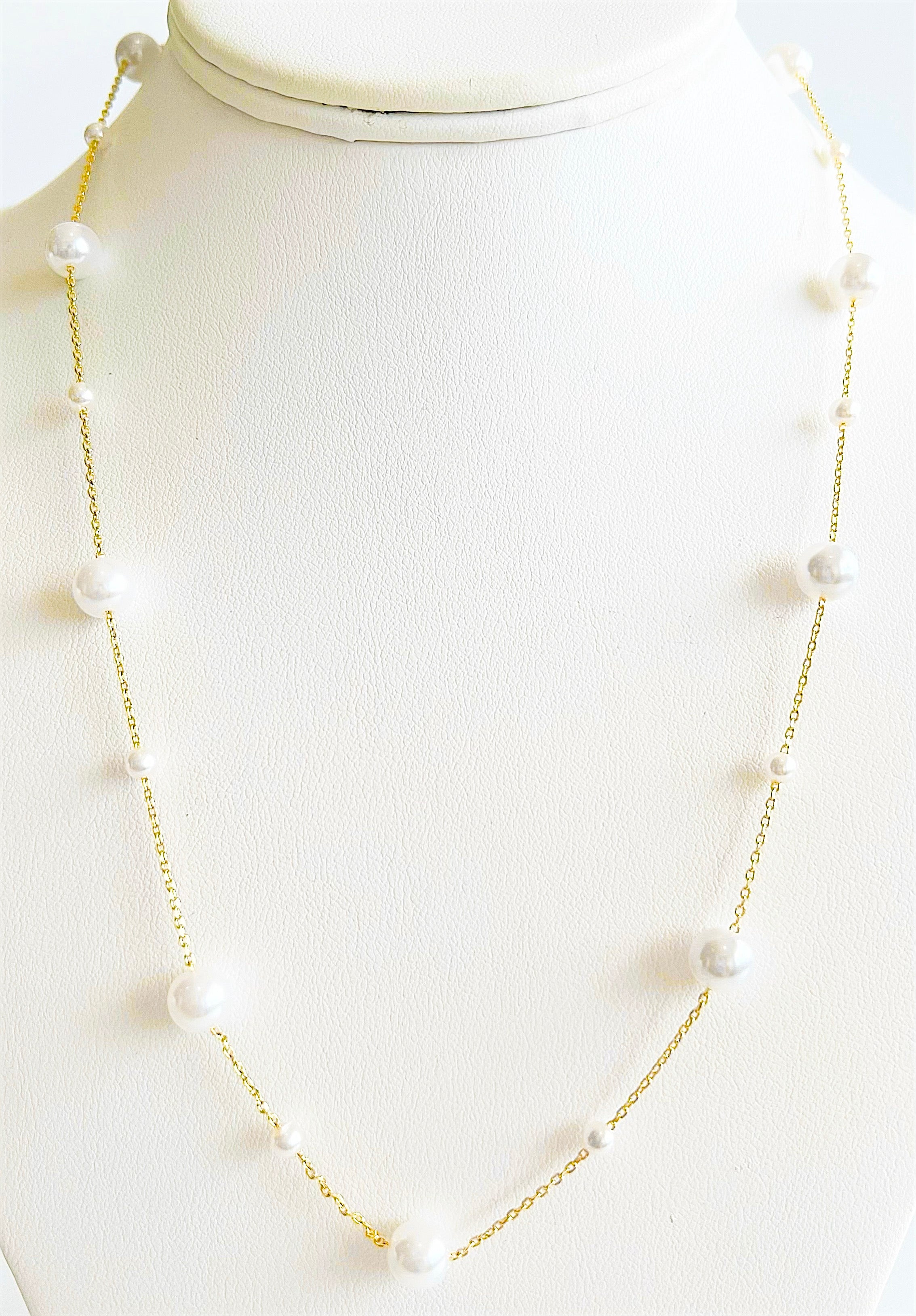 Round Pearl Necklace-230 Jewelry-GS JEWELRY-Coastal Bloom Boutique, find the trendiest versions of the popular styles and looks Located in Indialantic, FL