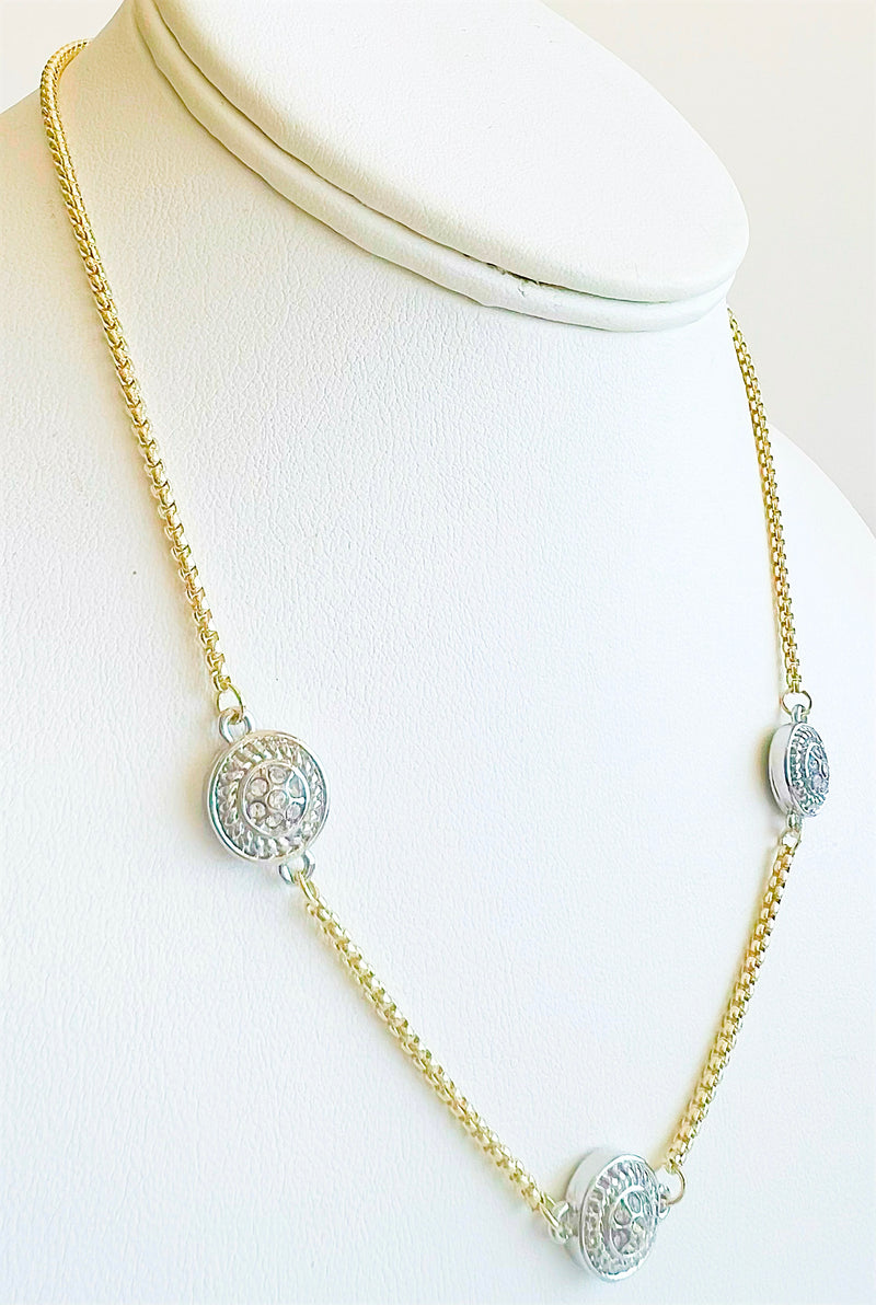 Two Tone Coin Charm Necklace-230 Jewelry-NYW-Coastal Bloom Boutique, find the trendiest versions of the popular styles and looks Located in Indialantic, FL