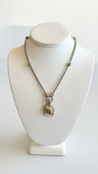 Chunky Two Tone Square Pendant Necklace Set-230 Jewelry-NYW-Coastal Bloom Boutique, find the trendiest versions of the popular styles and looks Located in Indialantic, FL